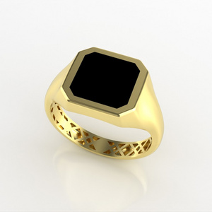 Protofusion Octagonal Black Onyx Men Ring - 18k Pure Gold with 3-D Stamp and Geometric Precision - Bold Sophistication