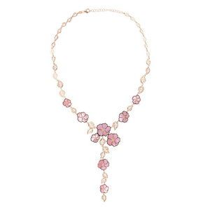 Chantal Botanical Elegance Necklace - 18k Pure Gold and Double-Sided Mother-Of-Pearl Floreal Symphony - Lustrous Refinement