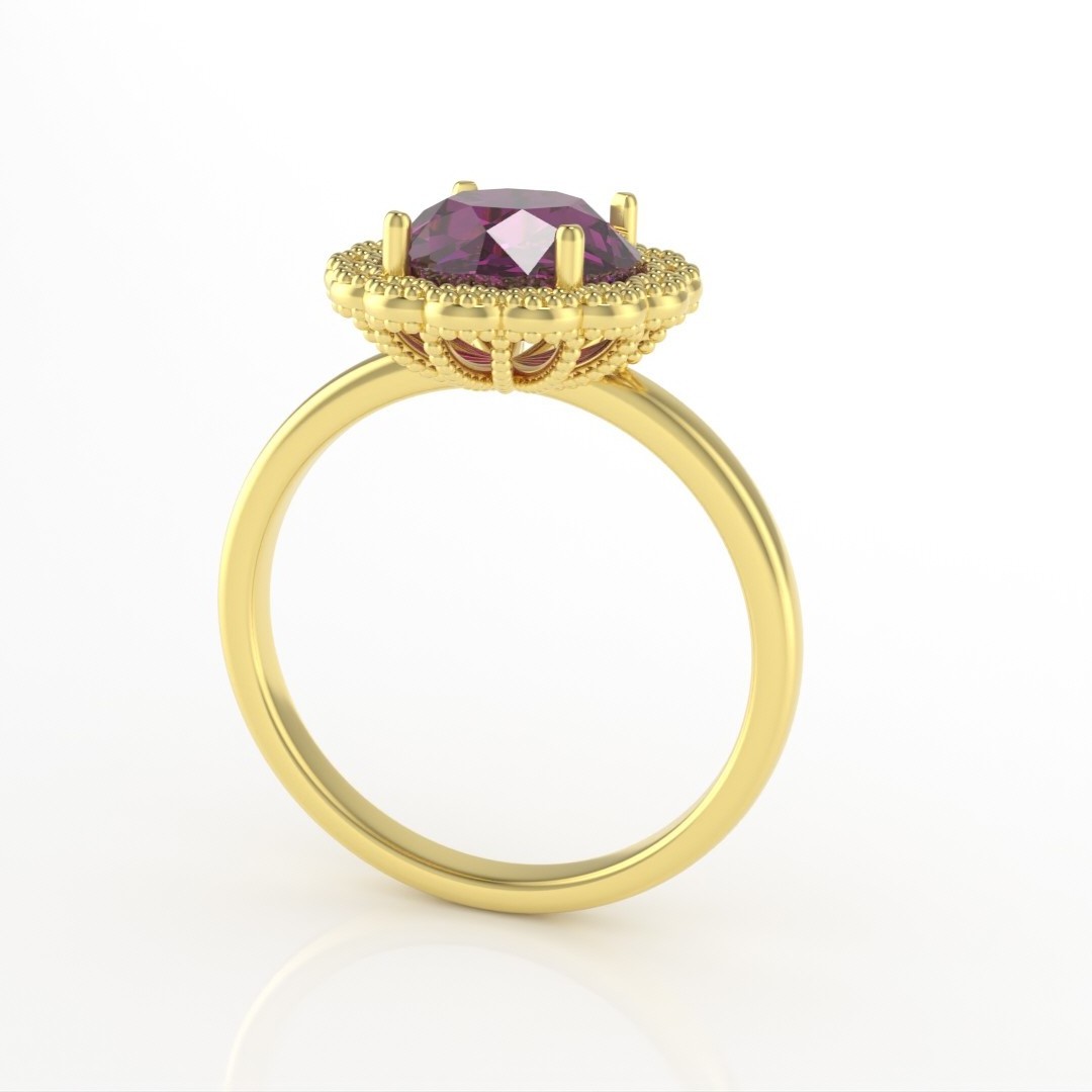 Allegra Purple Amethyst Elegance Ring - Luxurious 18k Pure Gold with 8mm Natural Color Stone - Adjustable and Radiant