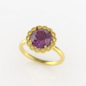 Allegra Purple Amethyst Elegance Ring - Luxurious 18k Pure Gold with 8mm Natural Color Stone - Adjustable and Radiant