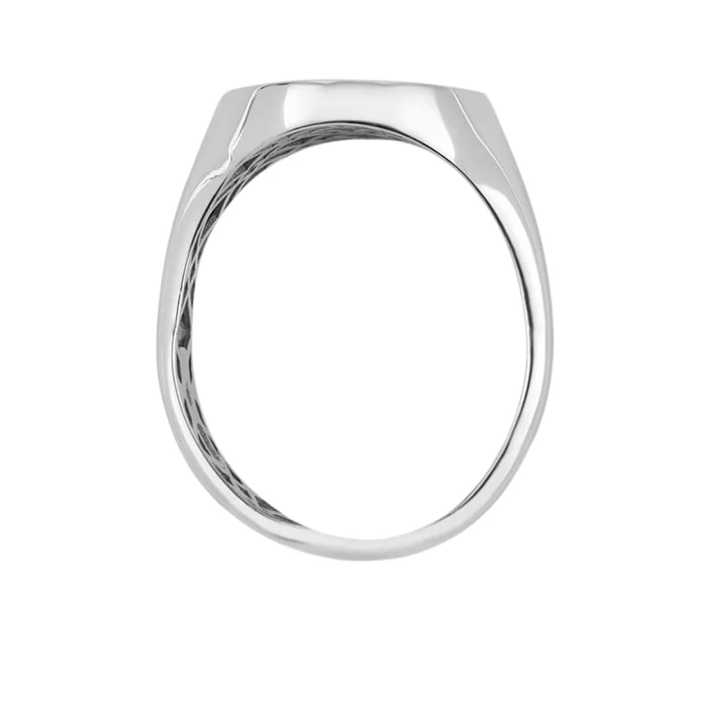 Protofusion Men's White Gold Round Ring - 750 White Gold with Minimalist 3-D Stamp Design - Sleek and Contemporary