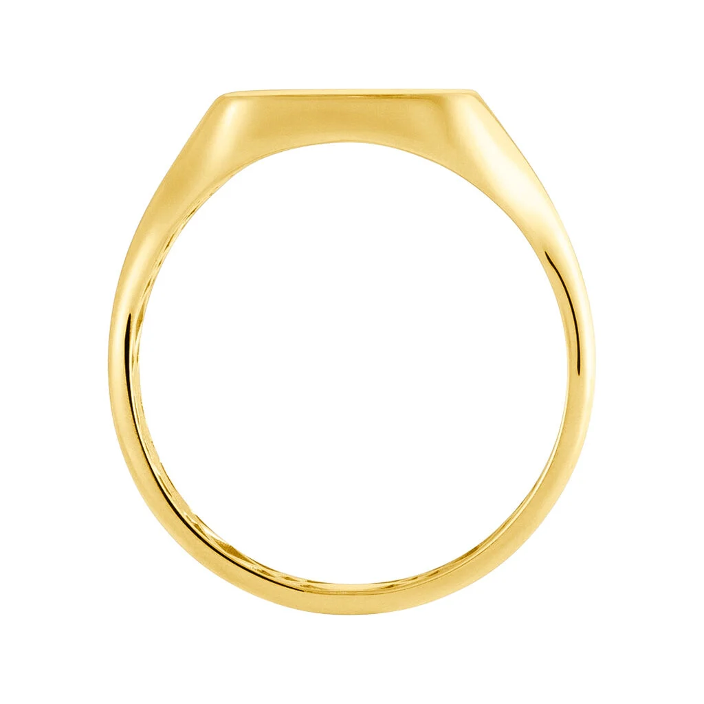 Protofusion Men's Square Ring in Pure Yellow Gold - 750 Gold with Simplistic Elegance and Subtle 3-D Stamp - Understated Luxury