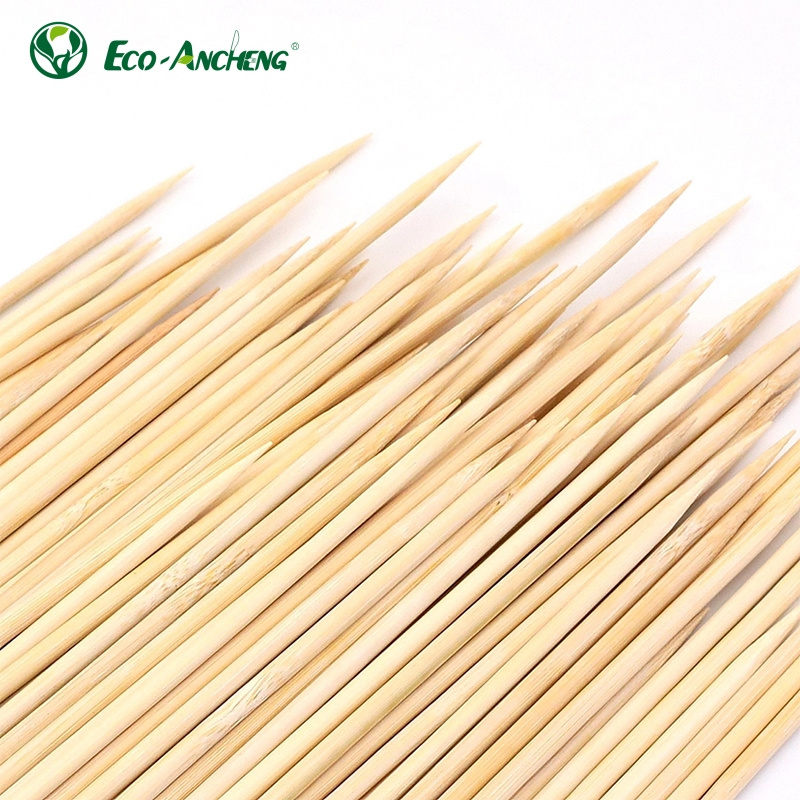 Biodegradable wholesale bulk wood bamboo sticks bbq skewers food grade natural bbq bamboo skewers round bamboo sticks