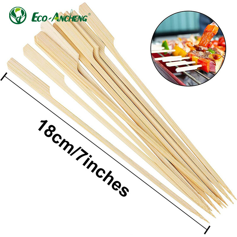 100% Natural Bamboo Paddle BBQ Pick Skewers