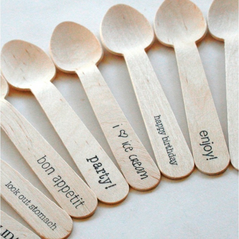 Natural disposable wooden spoon bulk cheap for ice cream Spoon