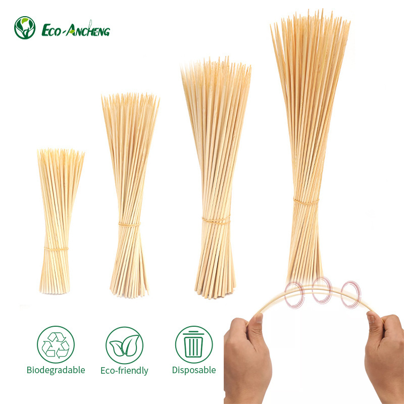 BBQ Sticks Skewer Tools 2 Per Kit Natural Color Wholesale Bamboo Smooth Healthy Wooden Wood Stick Bamboo Sticks 1.5 Mm X 20 Cm