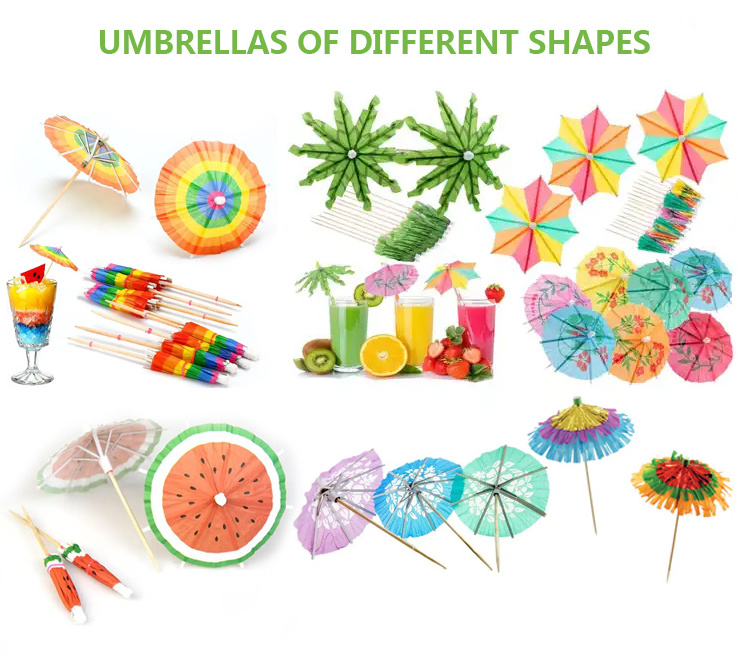 Hot Selling Colorful Custom Barware Cocktail Picks Food Grade Disposable Paper Umbrella Picks