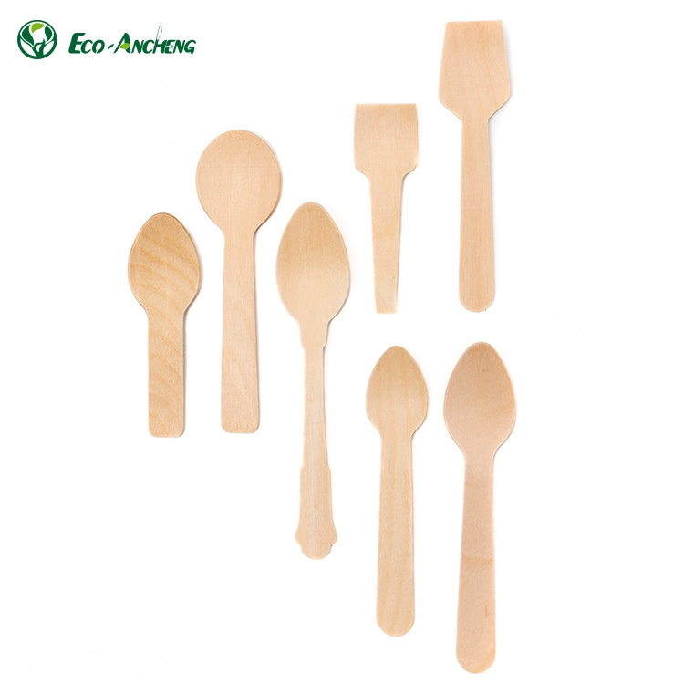 Natural disposable wooden spoon bulk cheap for ice cream Spoon