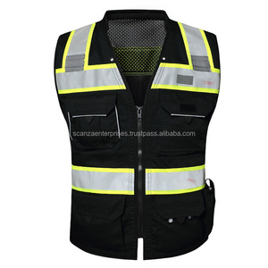 Safety Security Vest Work Hi Vis Reflective Custom Logo Traffic Security Guard Vests Work Black Construction Safety Vest PK