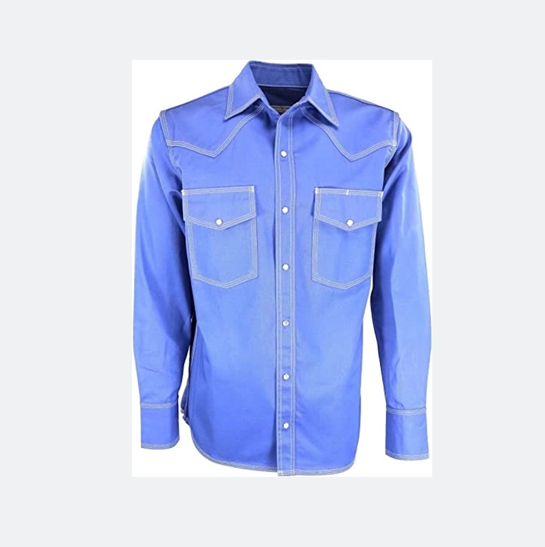 Custom Fire Resistant Fr Men's Shirts 100% Cotton Long Sleeve Welding Safety Work Shirts Flame Retardant Clothing