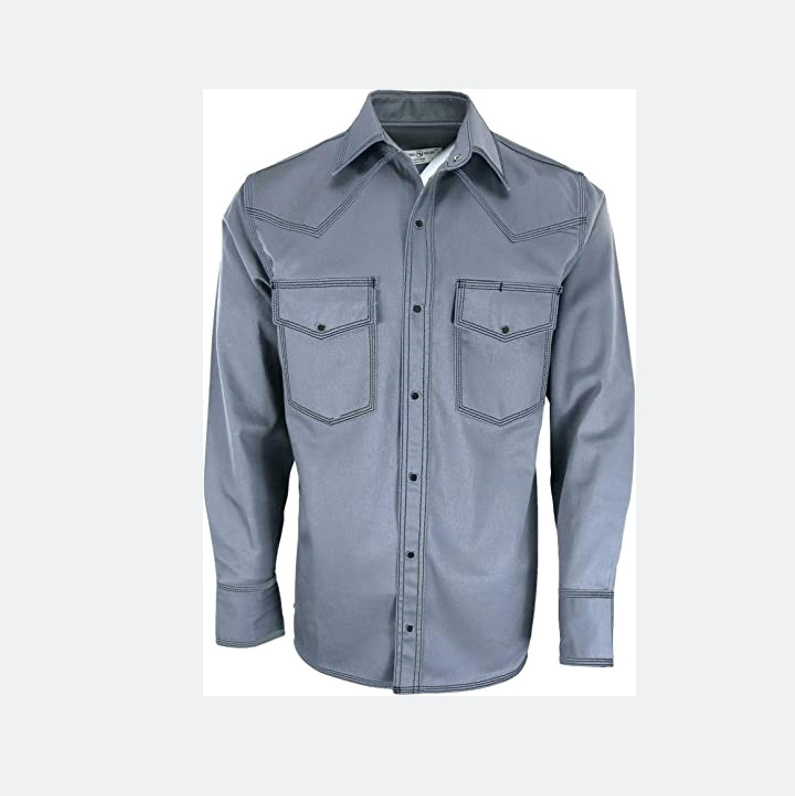 Custom Fire Resistant Fr Men's Shirts 100% Cotton Long Sleeve Welding Safety Work Shirts Flame Retardant Clothing