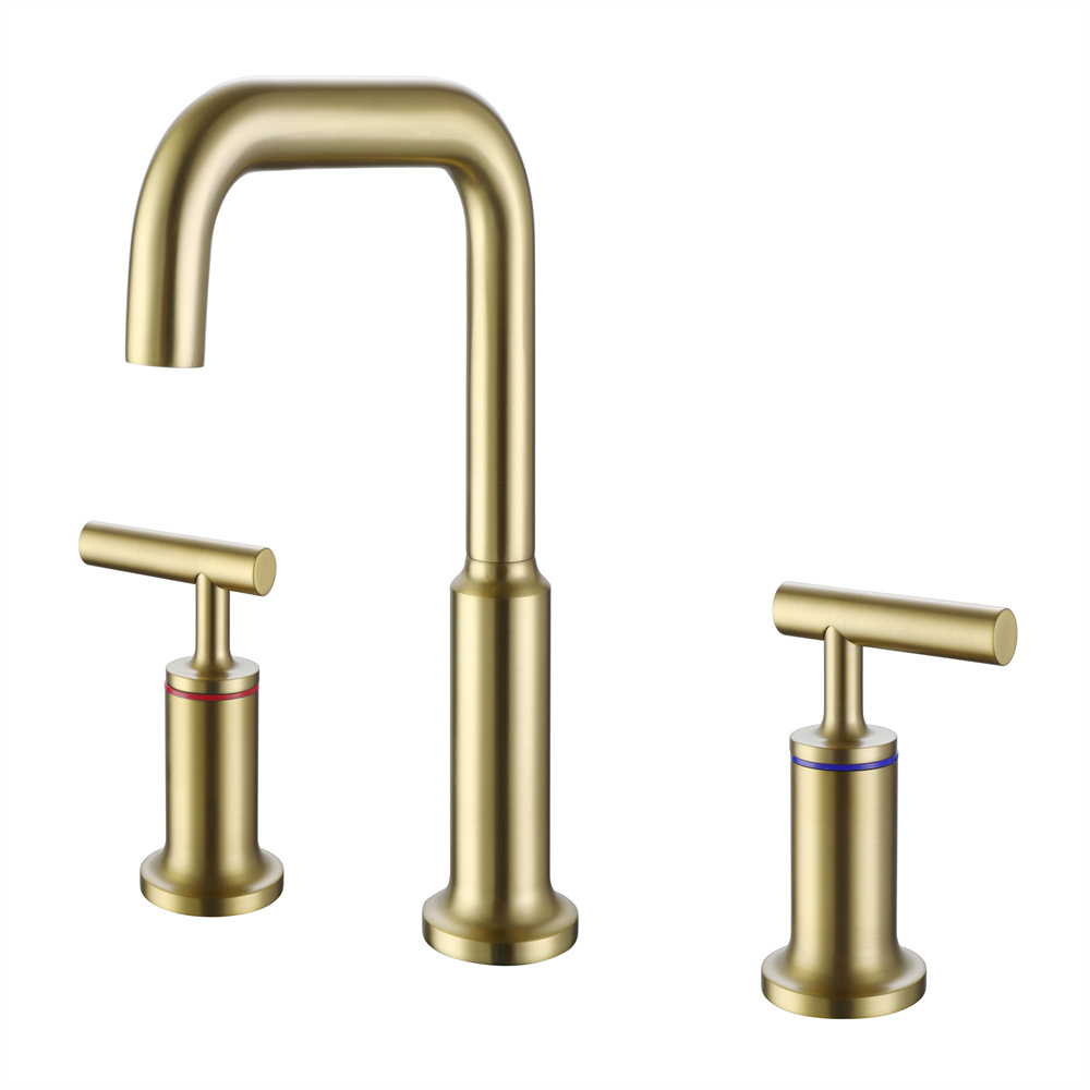 Hot Selling Brass Bathroom Water Faucet Deck Mounted Double Handle Basin Faucet for Wholesale