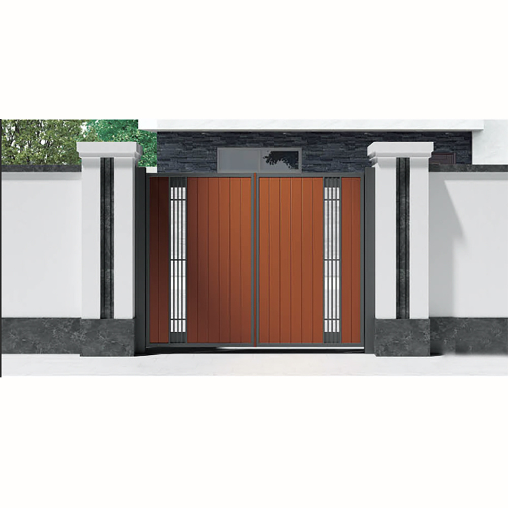 Double Swing Decorative Aluminum Gate Designs Simple Driveway Security Metal Gate Black Gate Design