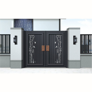 Double Swing Decorative Aluminum Gate Designs Simple Driveway Security Metal Gate Black Gate Design