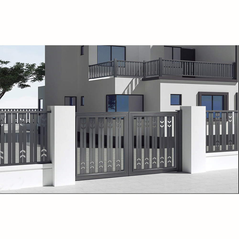 Double Swing Decorative Aluminum Gate Designs Simple Driveway Security Metal Gate Black Gate Design