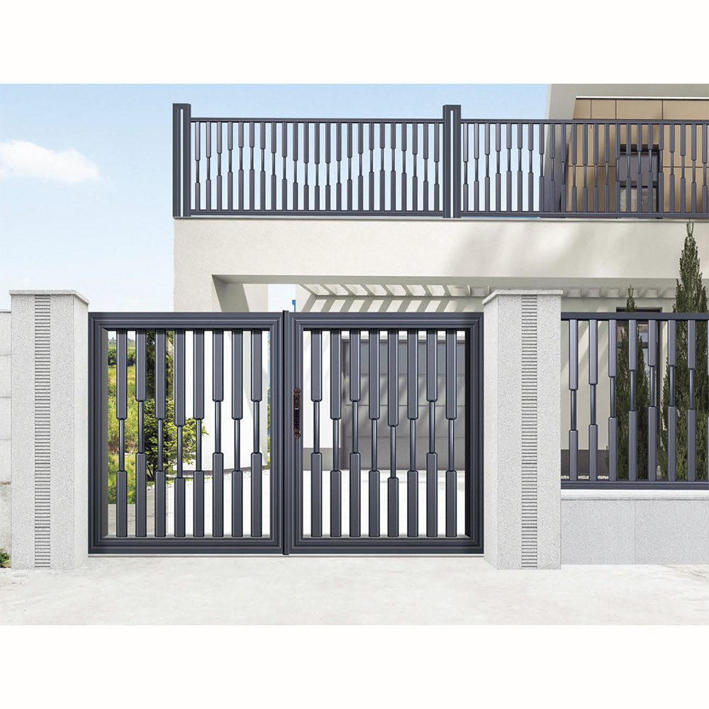 Double Swing Decorative Aluminum Gate Designs Simple Driveway Security Metal Gate Black Gate Design