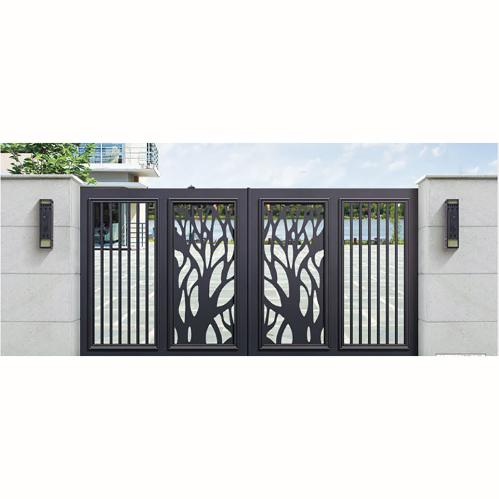 Modern Customized Automatic Hinge Aluminum Swing Fence Main Gate With Front Designs