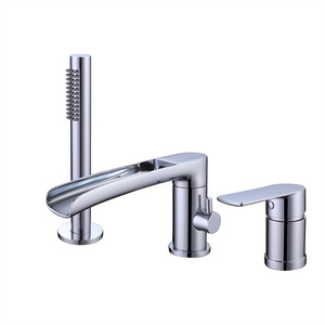 Hotel Design Modern Chrome Bathtub Faucet Factory of Hot Cold Waterfall Supply Brass Bathtub Mixer Taps