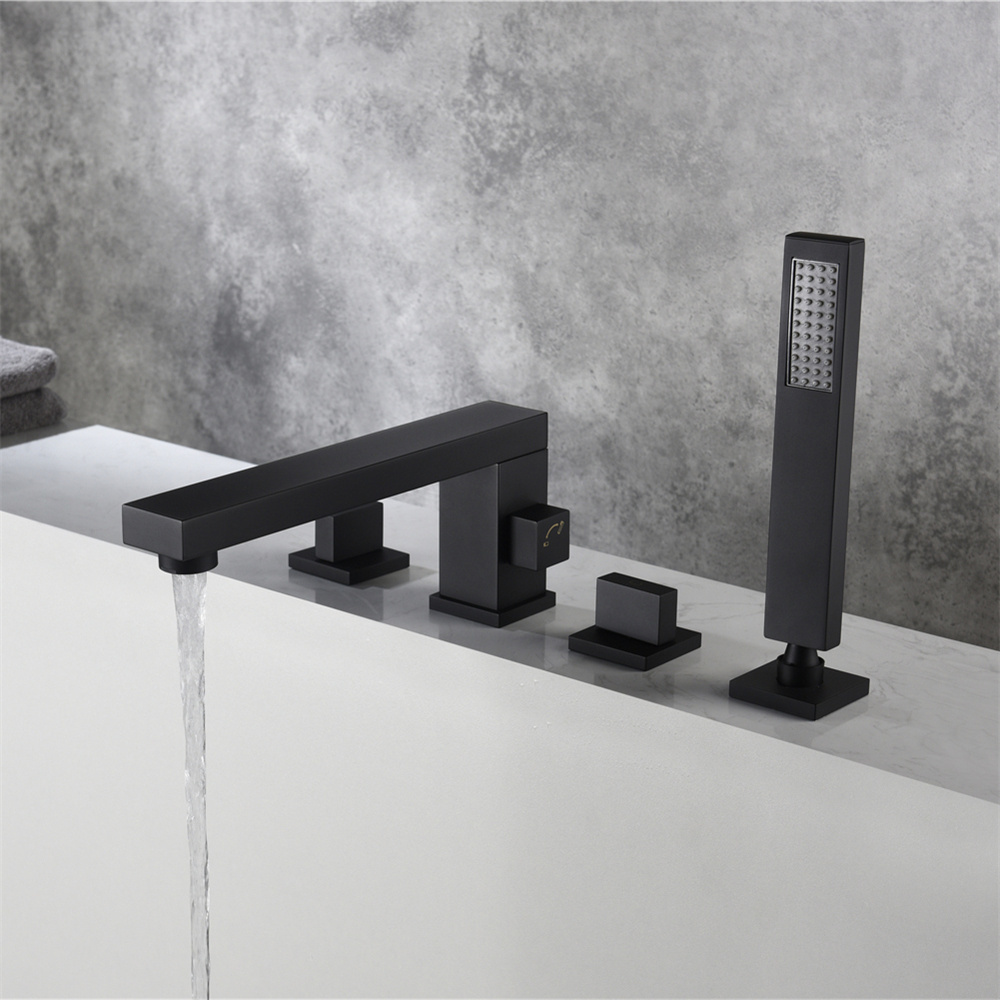 Customized Design Matt Black Bathtub Faucet Deck Mounted Tub Washing Faucet for Sales