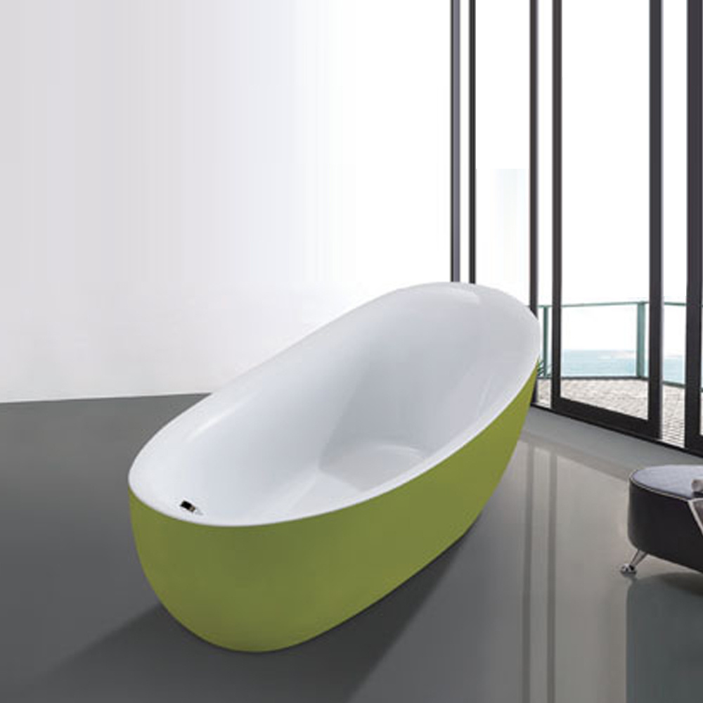 Pink and White Acrylic Freestanding Modern Design Bathtub