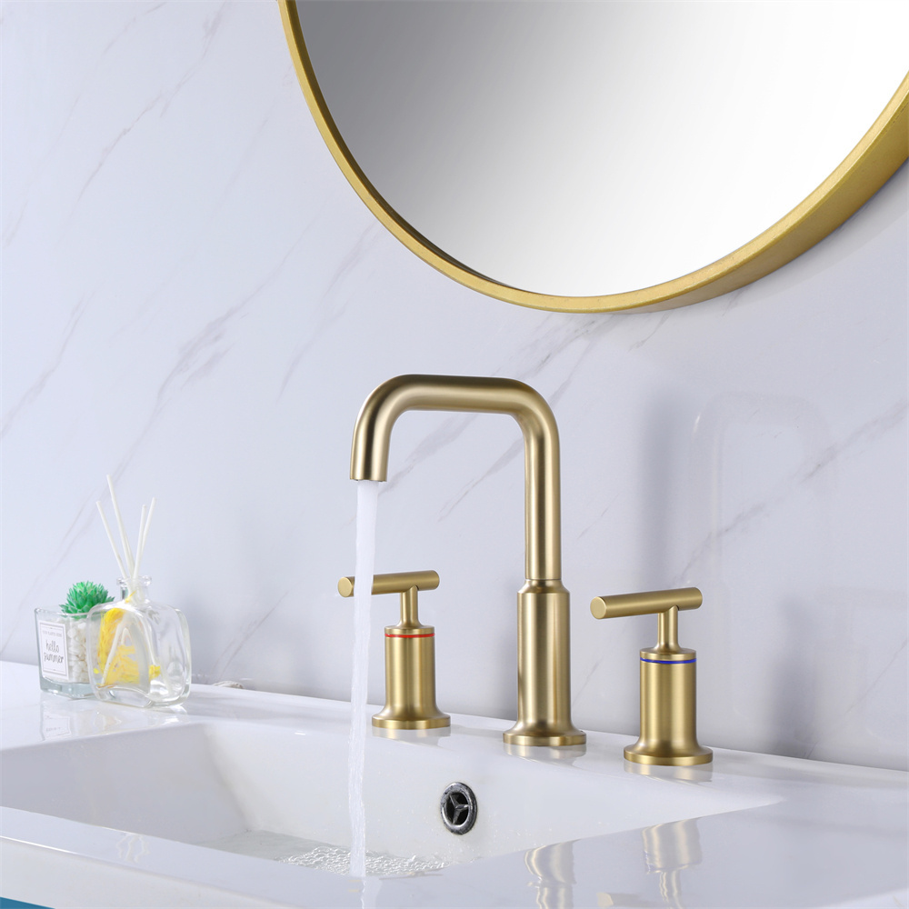 Hot Selling Brass Bathroom Water Faucet Deck Mounted Double Handle Basin Faucet for Wholesale