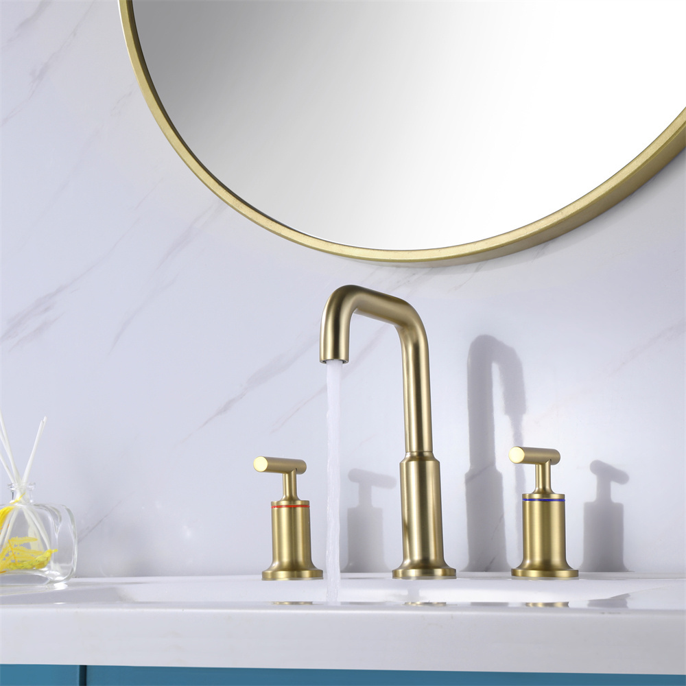 Hot Selling Brass Bathroom Water Faucet Deck Mounted Double Handle Basin Faucet for Wholesale