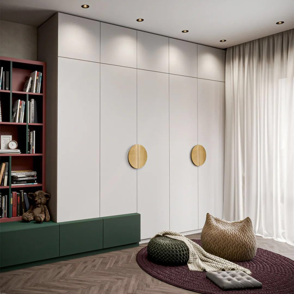 L Shape Wooden Customized Wardrobes Bedroom Walk in Closet with Sliding Doors