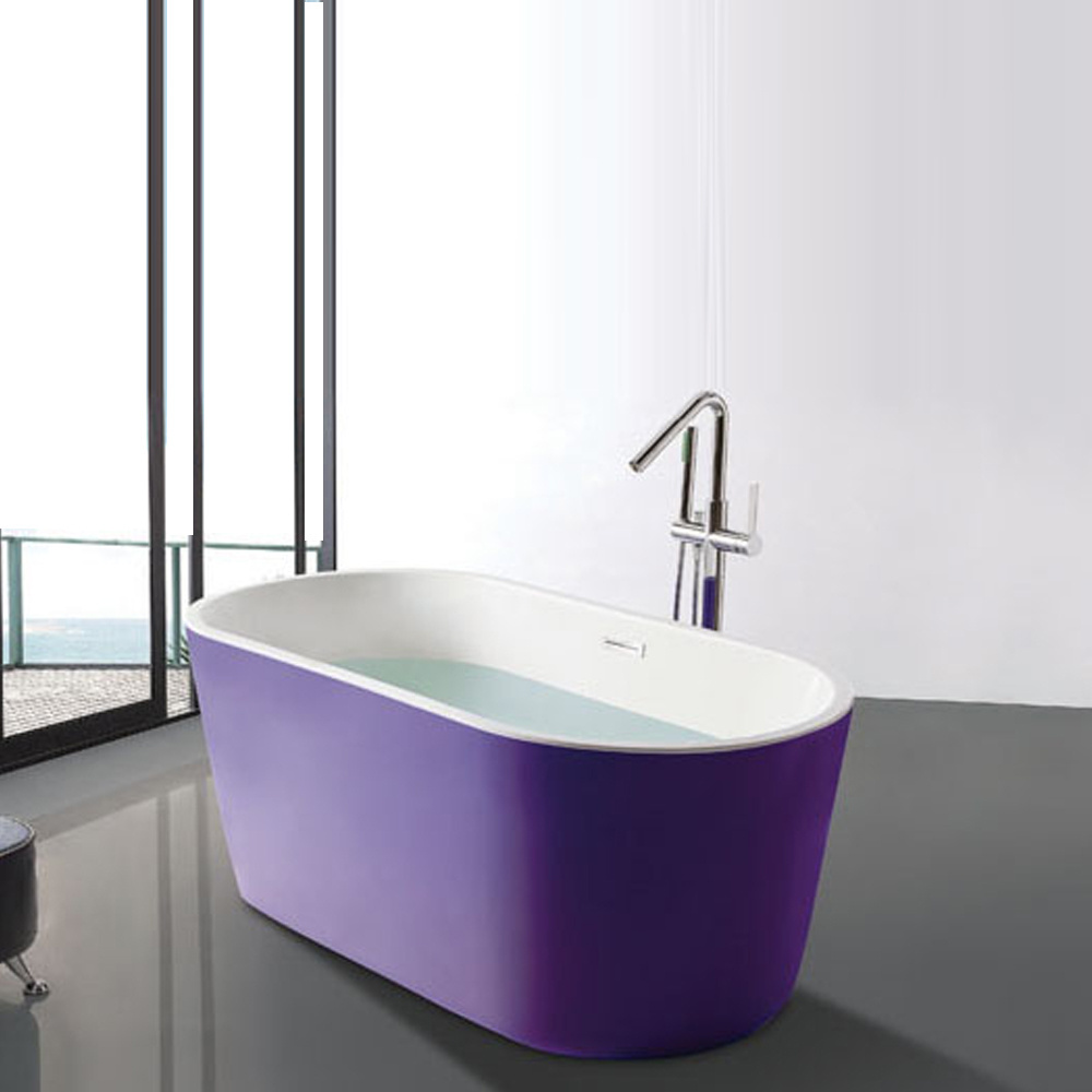 Sanitary Ware Black and White Acrylic Freestanding Bathtub Design