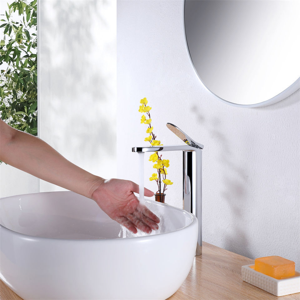 New Style Polish Finished Single Handle Long Neck Hand Wash Tap Sink Brass Basin Faucet With CUPC Cartridge