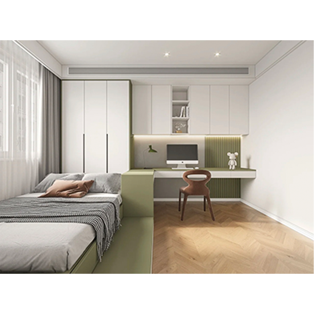 China Bedroom Furniture Wooden Design Modern Bedroom Closet Wardrobe Portable Closet with Computer Table