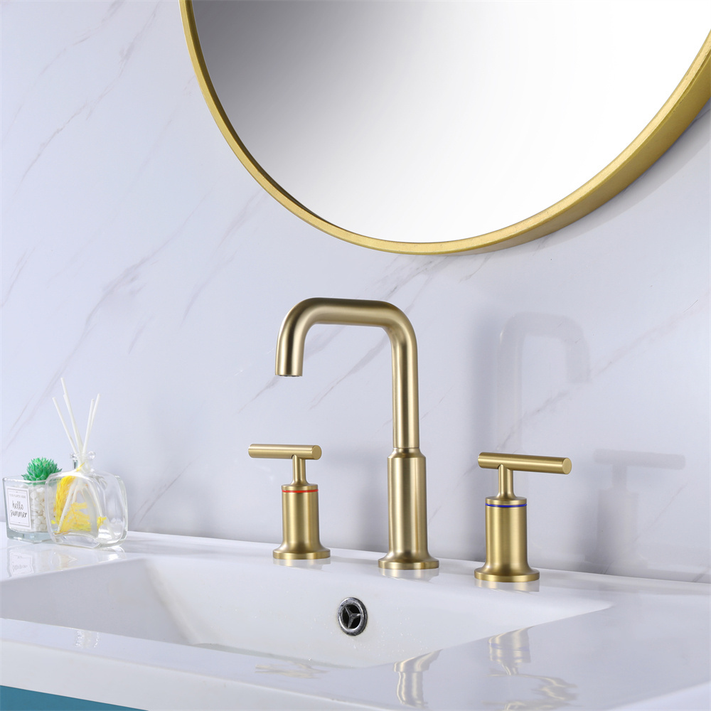 Hot Selling Brass Bathroom Water Faucet Deck Mounted Double Handle Basin Faucet for Wholesale