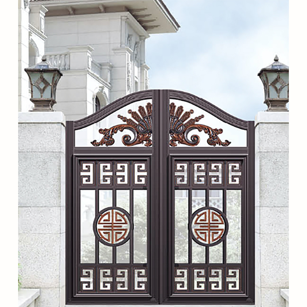 Official Competitive Driveway Electric Aluminium Hinge Double Modern Iron Gate Designs With Carving