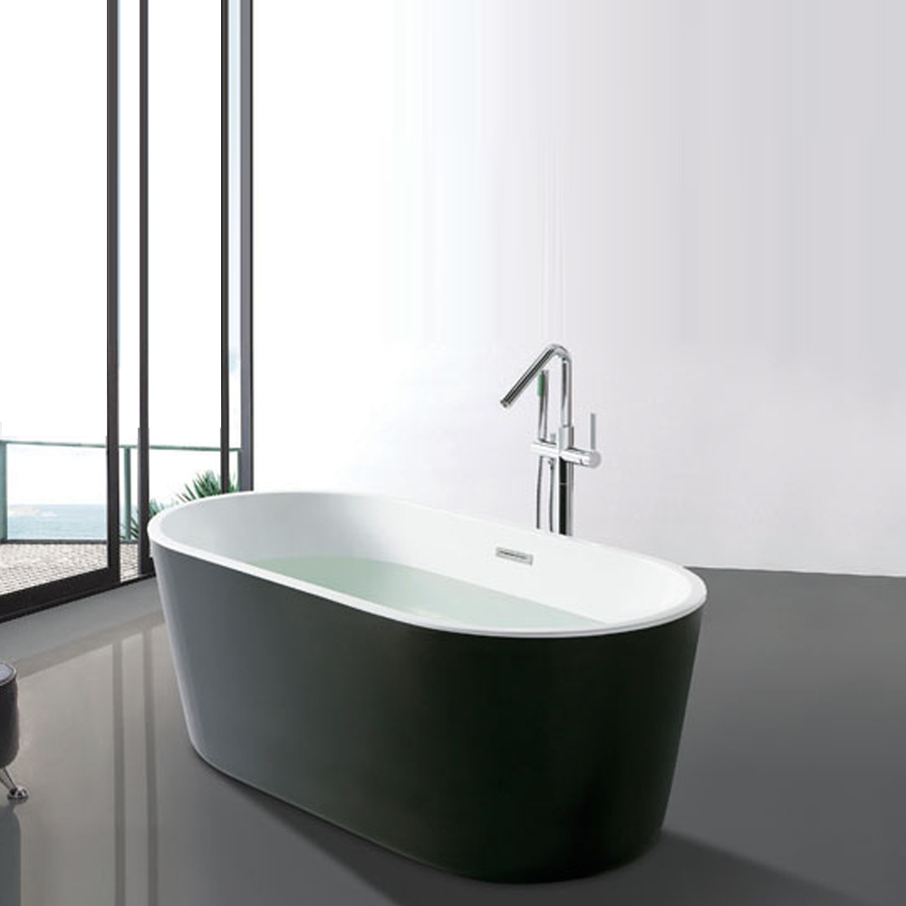 Sanitary Ware Black and White Acrylic Freestanding Bathtub Design