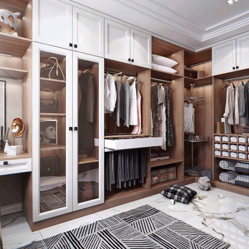 Bedroom Wardrobes factory with MDF Cheap Wooden Customized Cloth Modern  Bedroom Closet