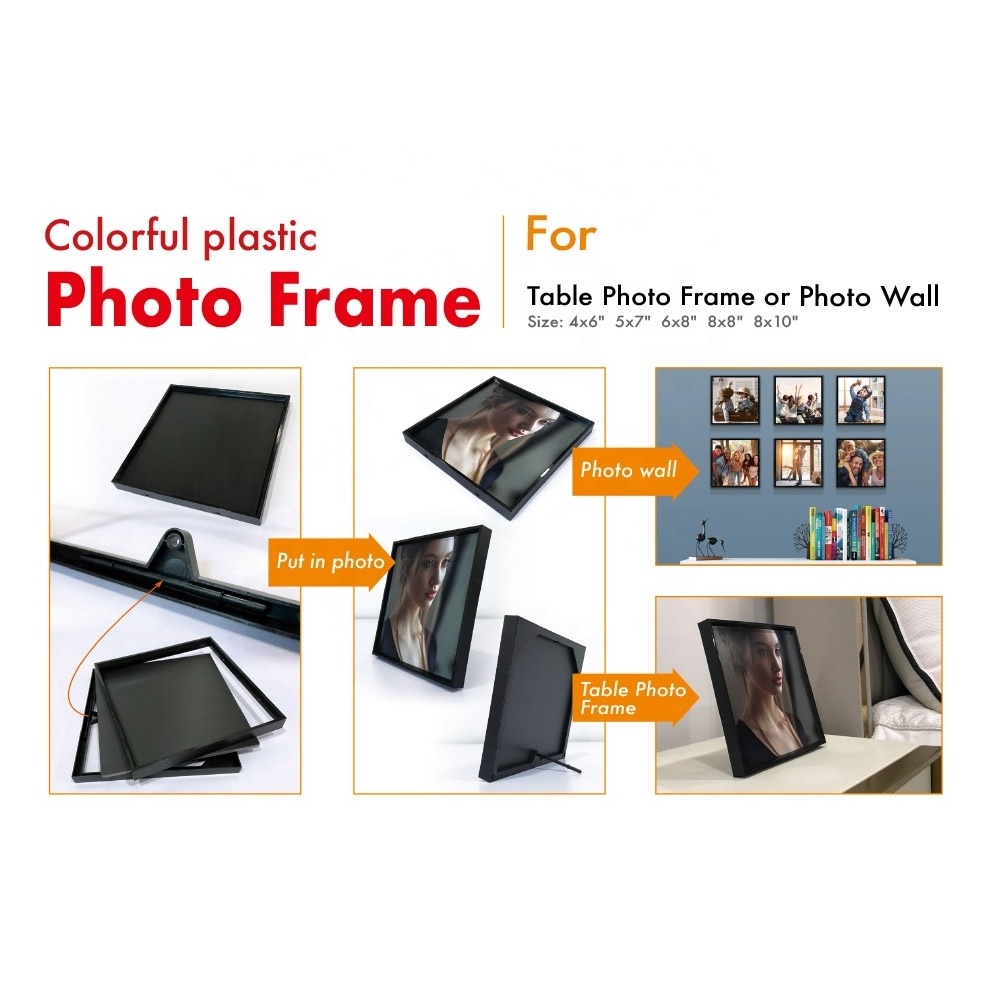 Small Quantity Wholesale 6*8/8*8 Light DIY Wall Mounts Photo Tile Plastic Photo Frame for Sofa Background