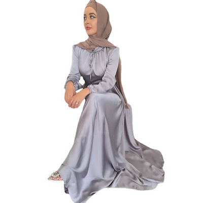 Muslim women's dress Middle Eastern abaya gown satin long skirt Muslim dress