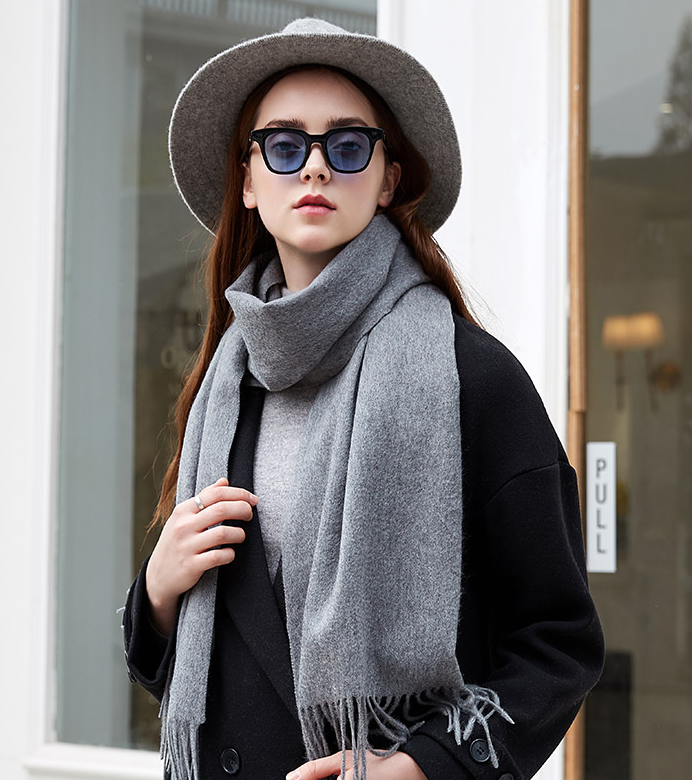 Hot Sell Womens Soft Cashmere feeling Long Scarf Pashmina feeling Shawls Wraps Winter Pure Color Scarf