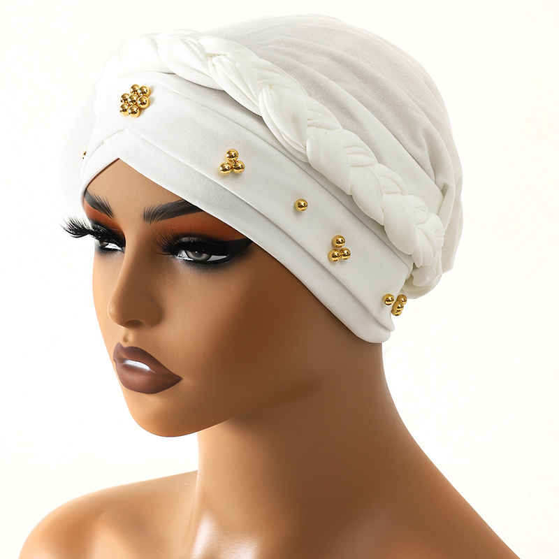 Hot Selling  Custom Muslim Hijab  Big Sequin Braid Head Wrap Turban Hat For Women Headwrap  Turban Hats