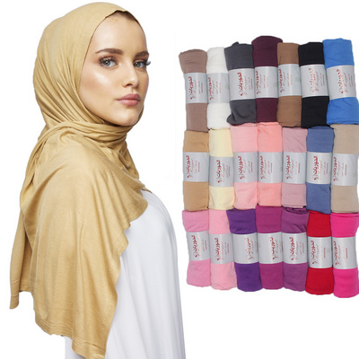 1$ Scarf Factory Wholesale Women Jersey Shawl Plain Hijab Muslim Scarf