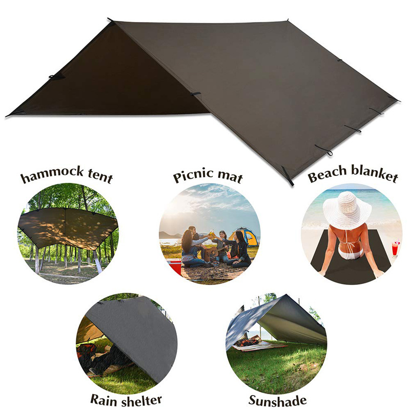 Camping Waterproof Hammock Rain Fly Tent Tarp Camping Shelter Sunshade for Hiking