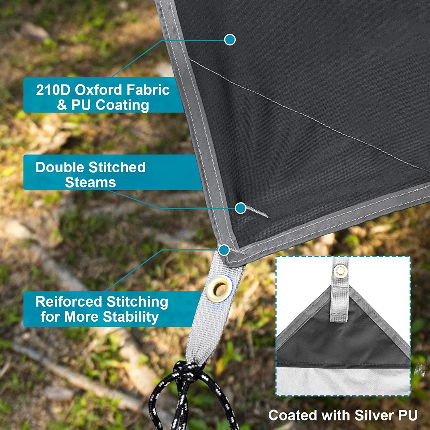 Outdoor Waterproof Rain Fly Tent Shelter Sunshade Awning Hammock Camping Rain Fly Tarp for Hiking