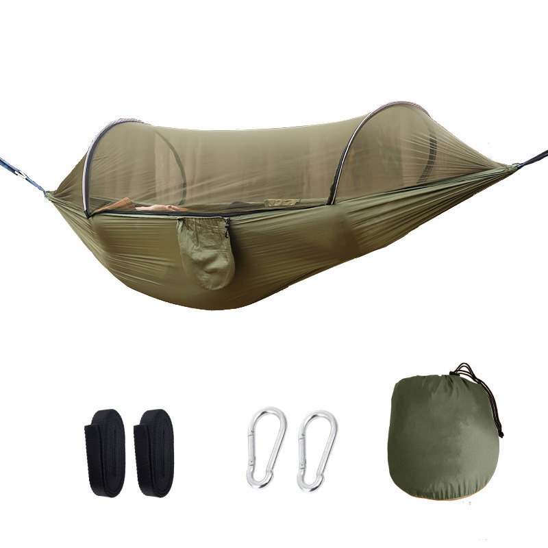 210T nylon automatic quick-open camping hammock anti-rollover anti-mosquito outdoor hammock