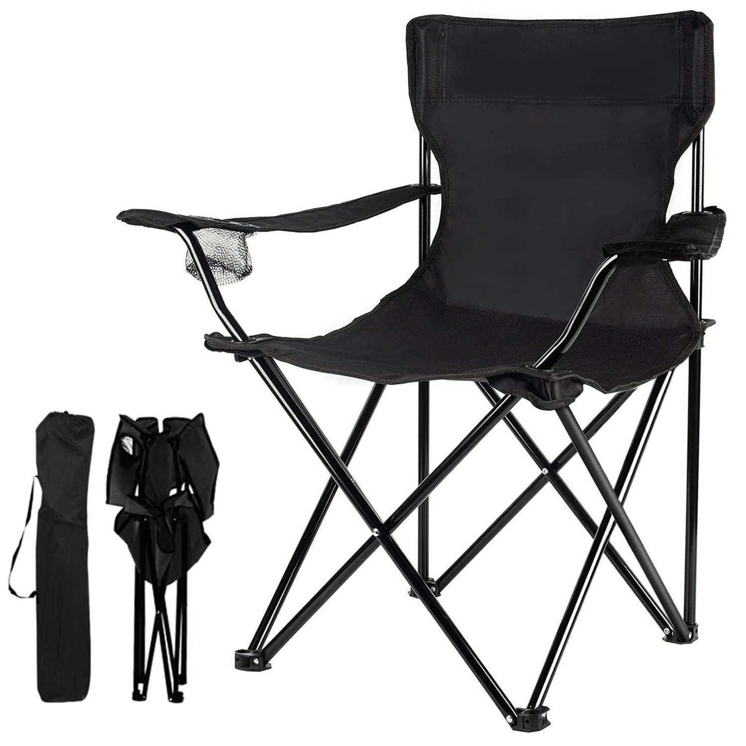 Outdoor Heavy Duty Oversized Portable Folding Beach Fishing Lawn Camping Chair With Padded Hard Armrest