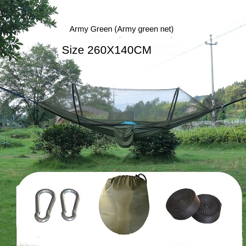 2023 210T Nylon Portable 2 Person Portable Outdoor Parachute Camping Nylon Tent Hammock With Mosquito Net Anti-rollover