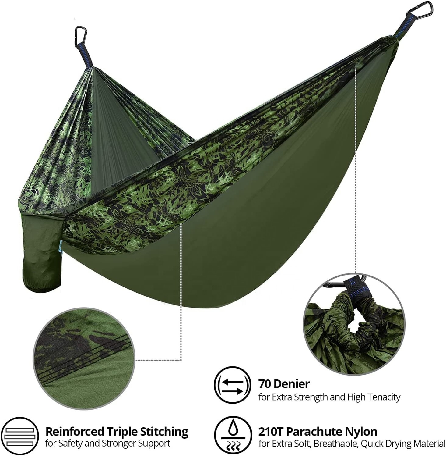 260*140cm High Quality Wholesale Portable 210T Nylon Camping Hammock With Mosquito Net For Outdoor