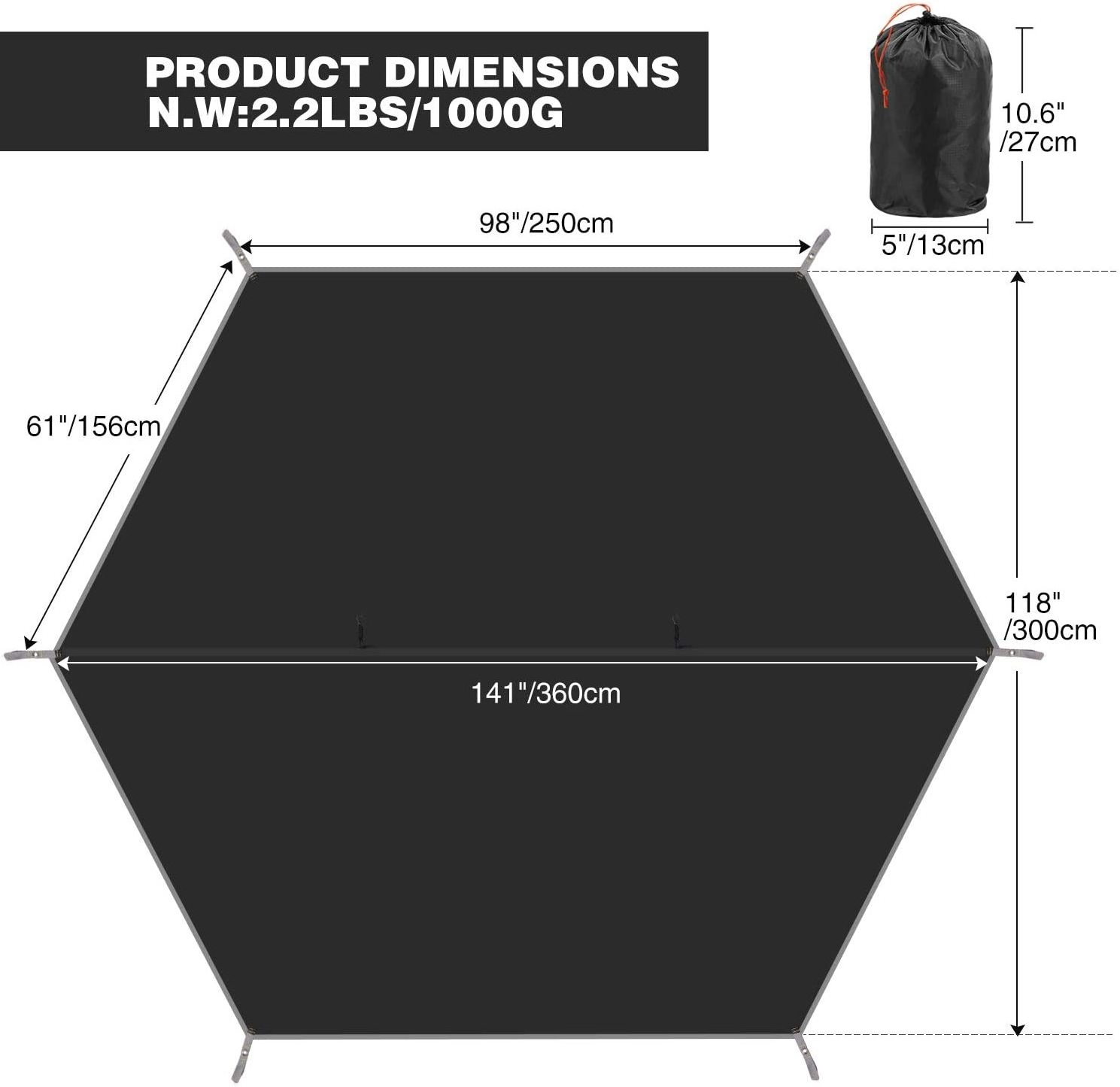 Hammock Rain Fly Tent Tarp Ultralight Camping Shelter with mosquito net