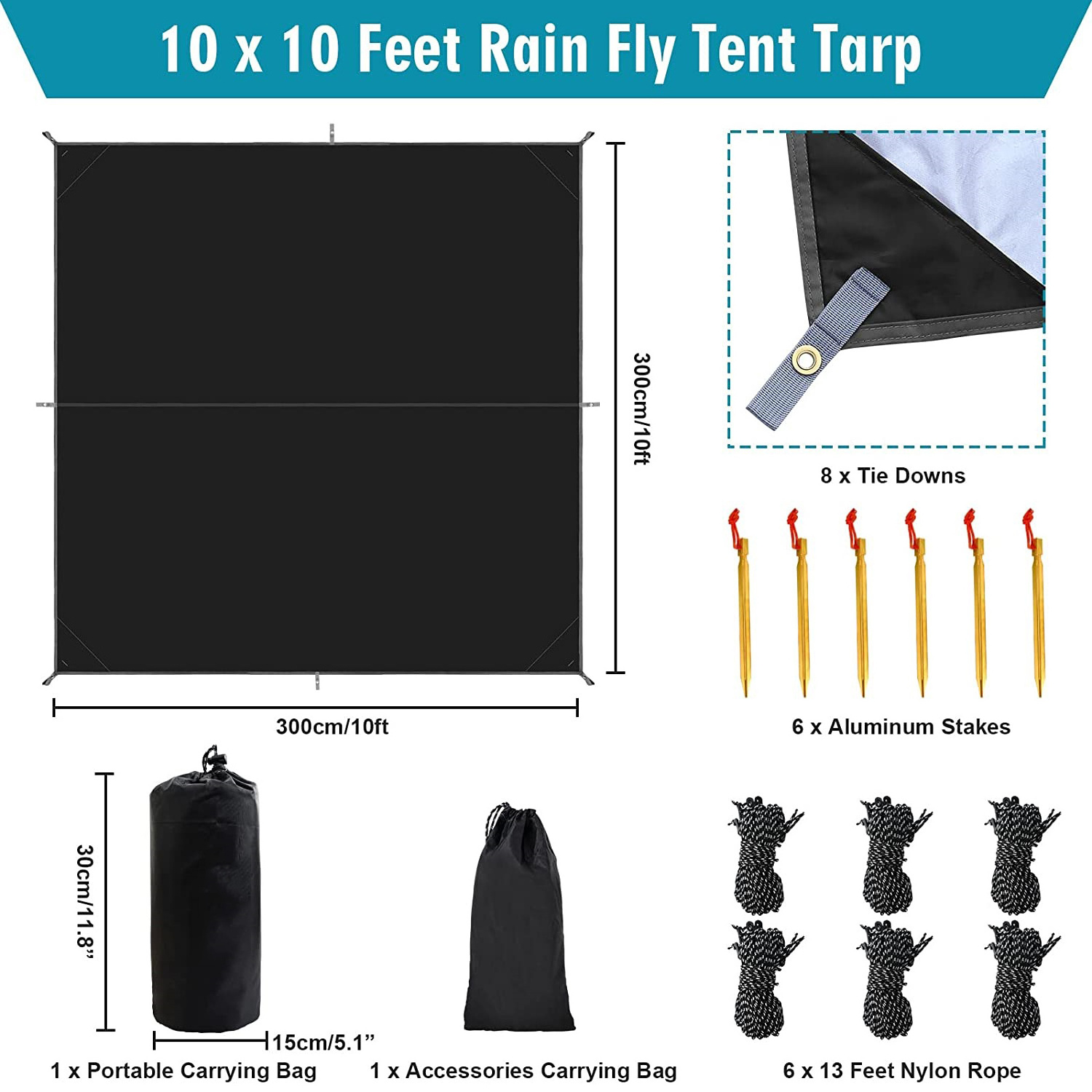 Outdoor Waterproof Rain Fly Tent Shelter Sunshade Awning Hammock Camping Rain Fly Tarp for Hiking