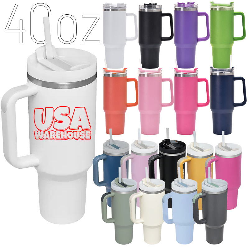 USA WAREHOUSE  40 oz Adventure Quencher stainless steel double wall vacuum metal cup travel coffee mug 40oz tumbler with handle