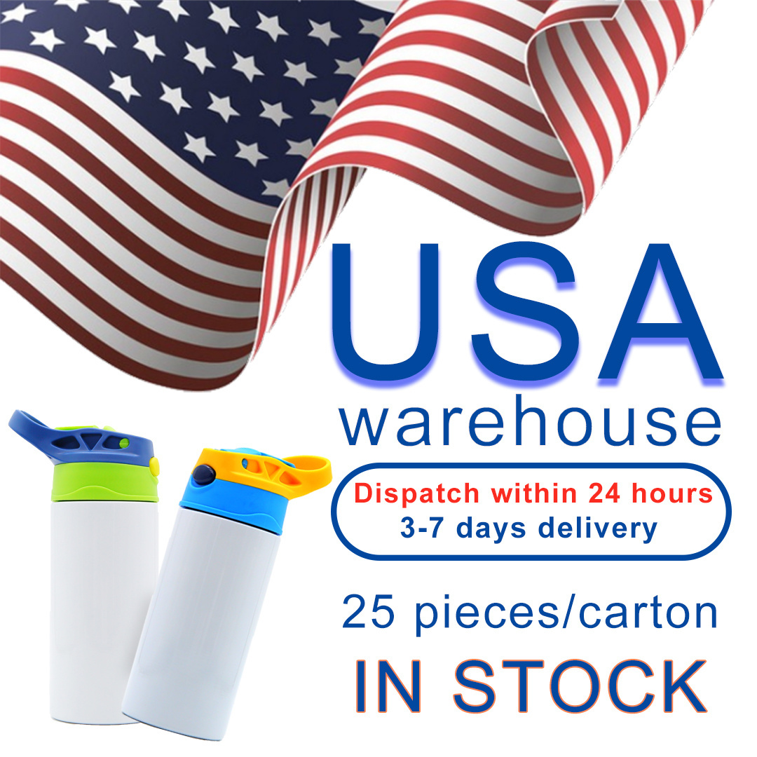 US warehouse Kid Cups 12Oz 350ml Stainless Steel Double Wall Insulation Straight Water Sippy Cups Blank Sublimation Kids Tumbler