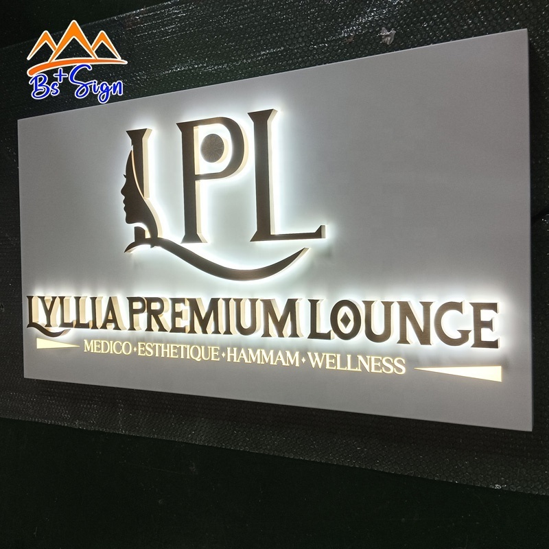 Custom Led Glow Sign Boards Wall Mounted Backlit Logo Led Letters Sign With Metal Backboard For Lashes Nails Shop Beauty Salon